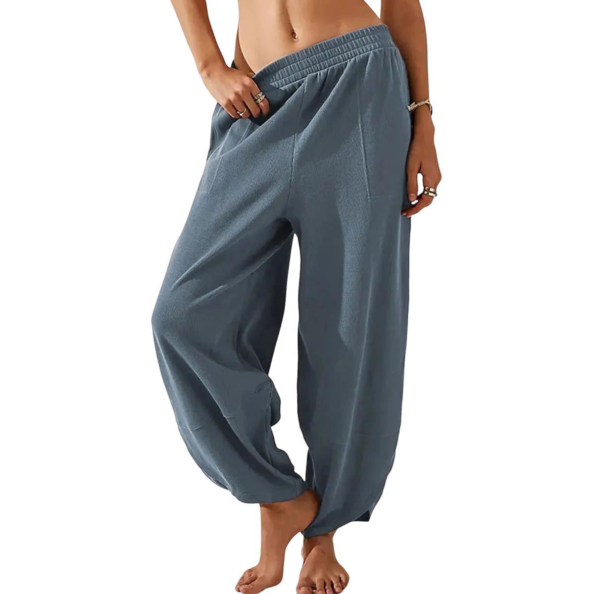 Women's Baggy Wide-Leg Pants - Casual, Elastic-Waisted, Bohemian Minimalist Basic Women's Clothes Bottom with Pockets,summerwins