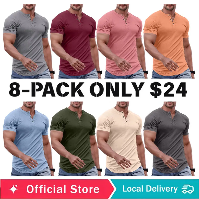 🔥2026 Flash Sale🔥Men's Muscle Slim Fit Button Henley Shirt