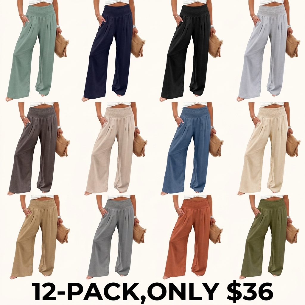 Women's wide-leg linen trousers