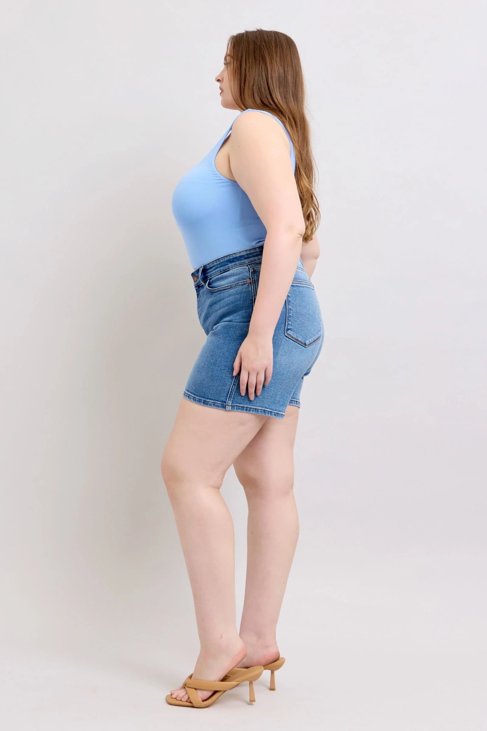 2 Button Denim Shorts with Pockets