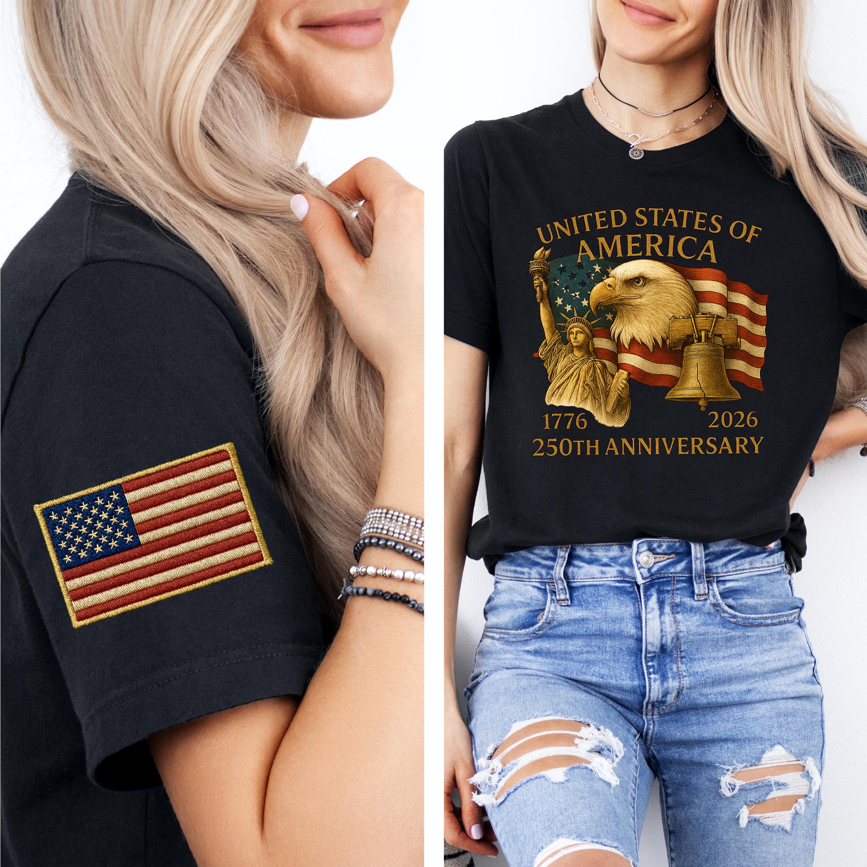 Women's Casual American 250Th Anniversary Commemorative T-Shirt