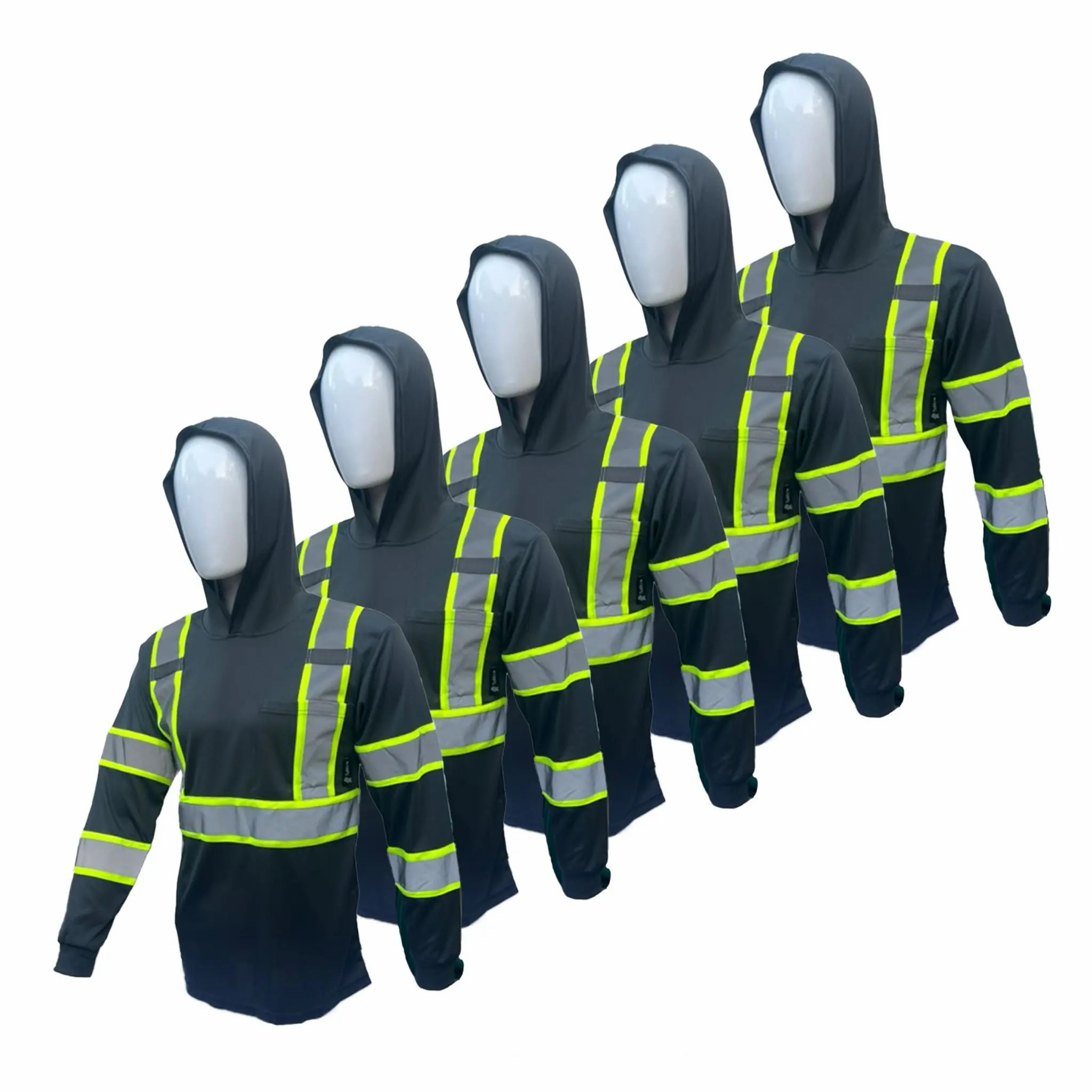High Visibility Hoodie Long Sleeve Safety Shirt with hoodie Polyester Birdeye Mesh in various color