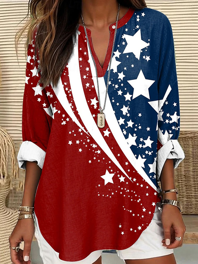 Women's Independence Day 250th Anniversary Printed Casual Shirt