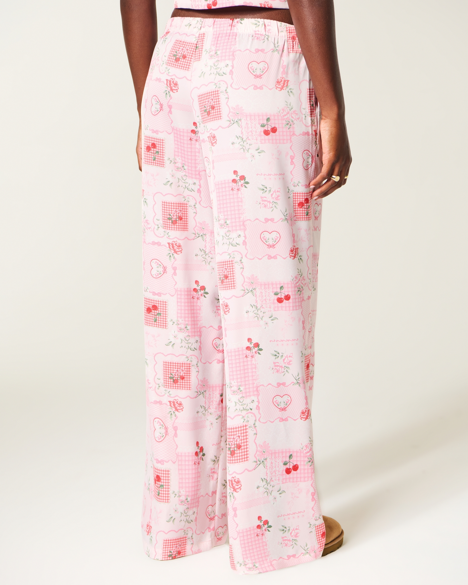 Patchwork Pattern Wide-Leg Pants