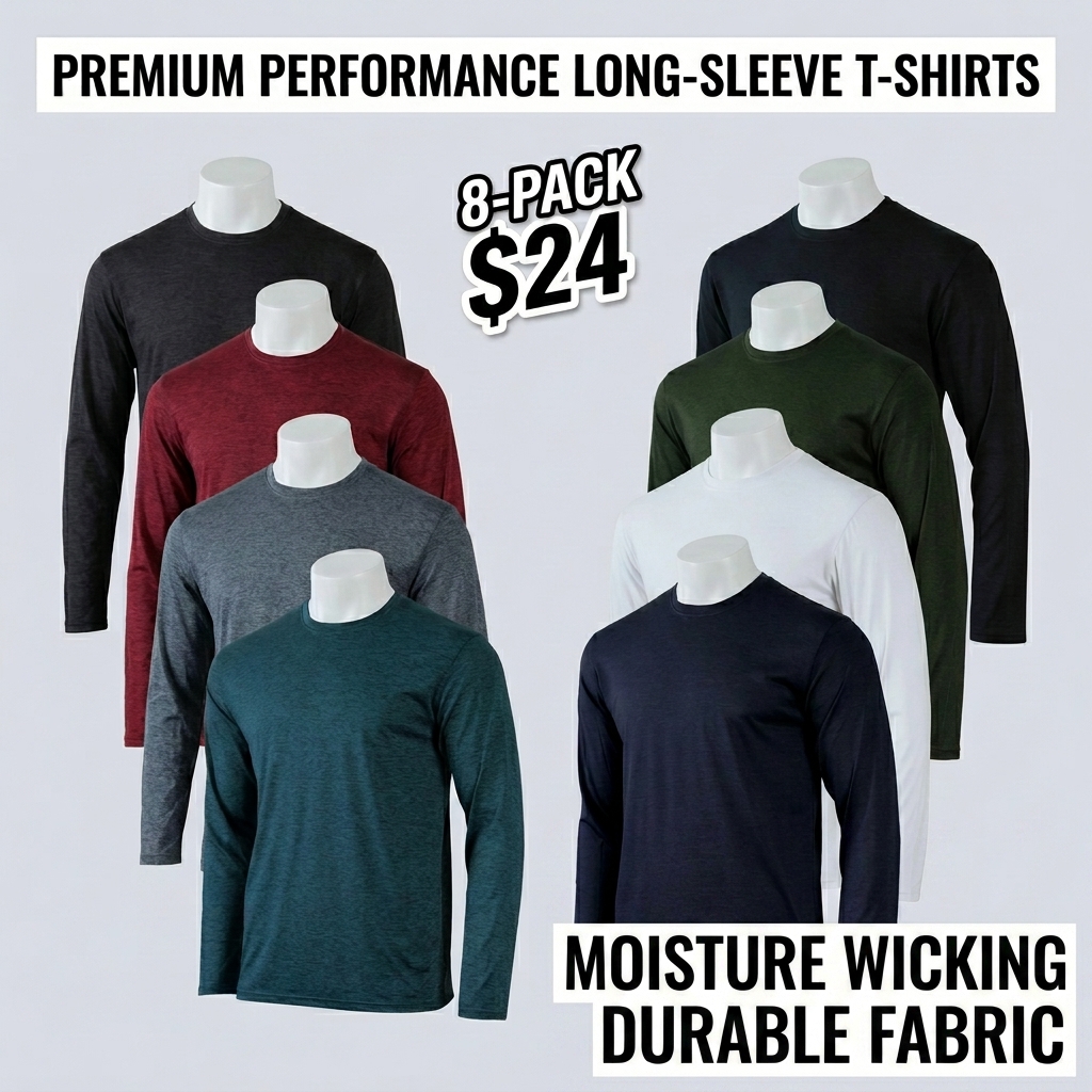 🔥8-Pack Dry-Fit Performance Tees | Stay Cool, Stay Protected