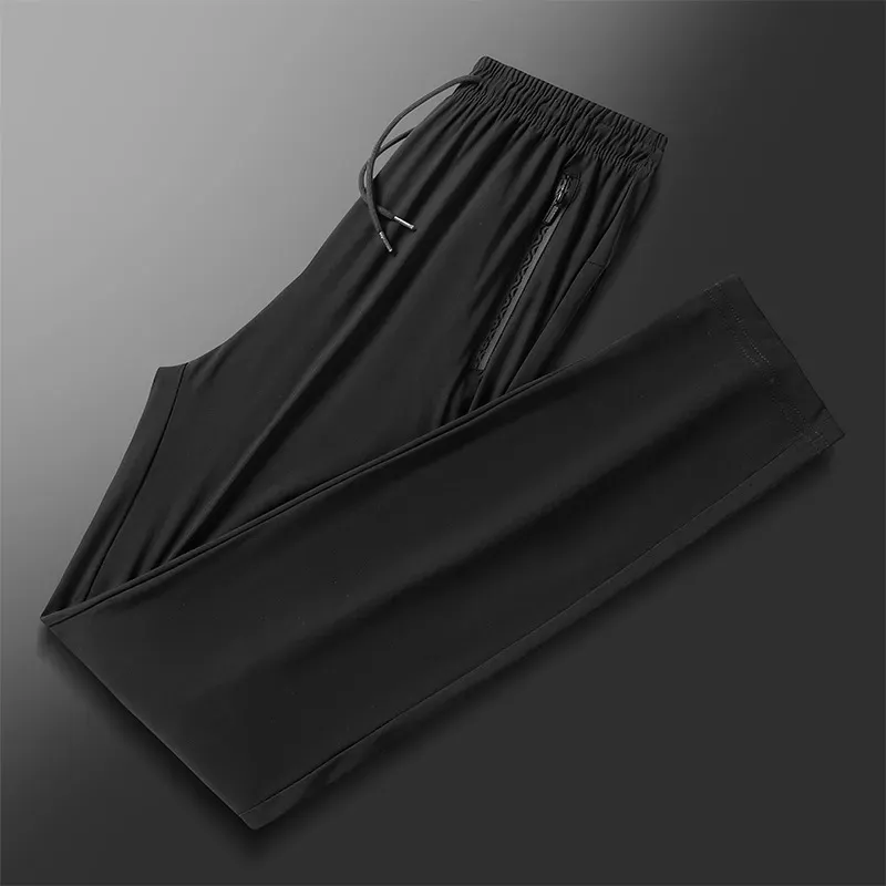 Men'S Ice Silk Pants Breathable Casual Pants Sports Pants Quick-Drying Pants Men'S Elastic Straight Large Size