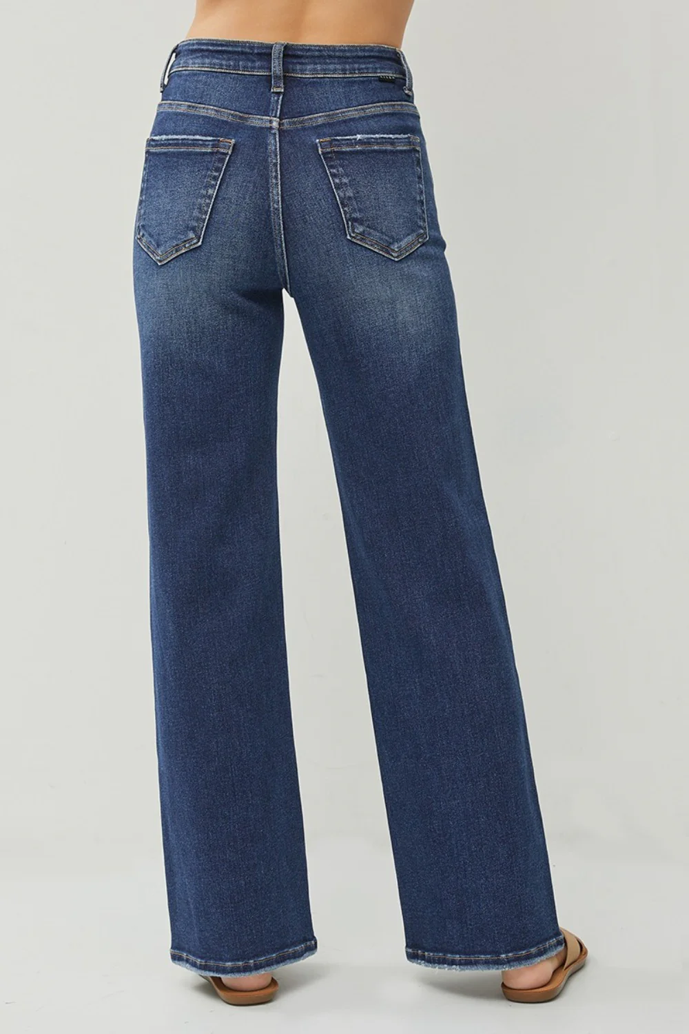 Full Size High Rise Distressed Wide Leg Jeans