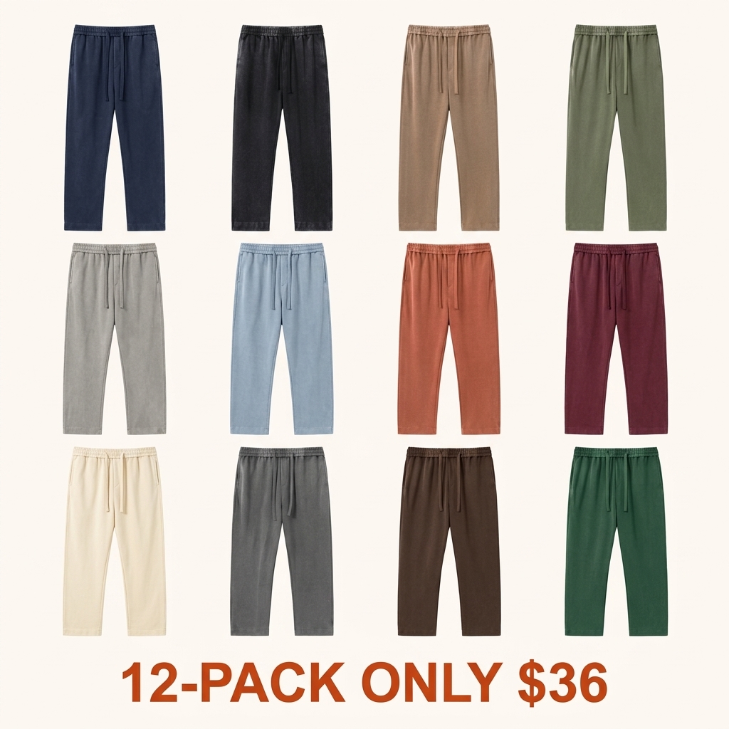 Unisex Washed Pure Cotton Solid-Color Casual Sweatpants