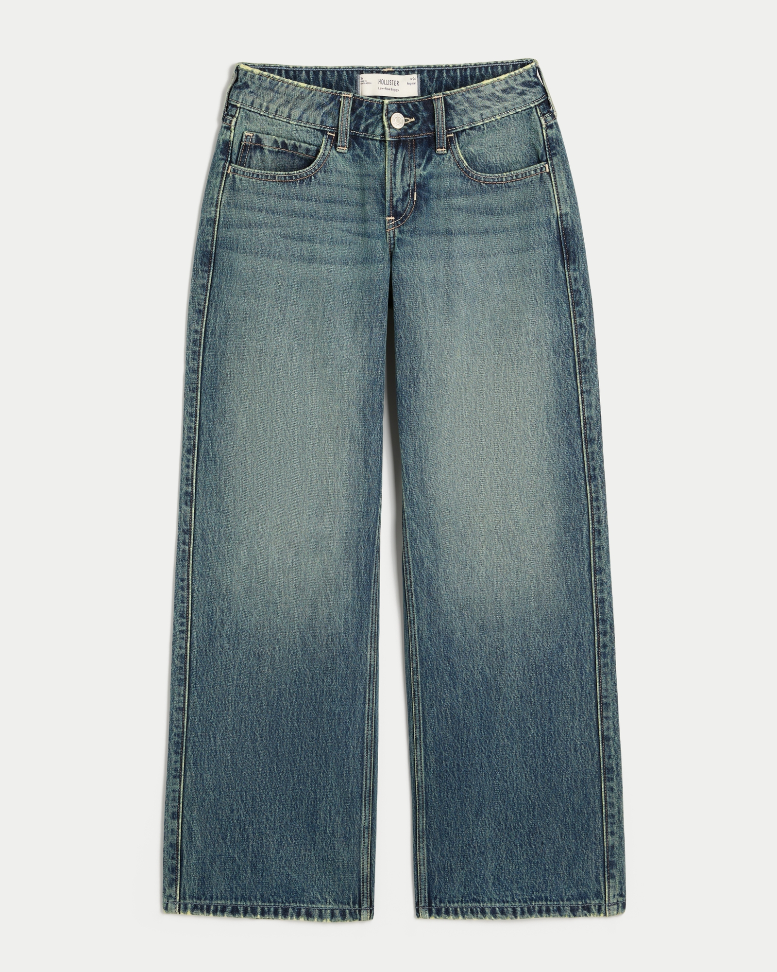 Low-Rise Dark Wash Baggy Jeans