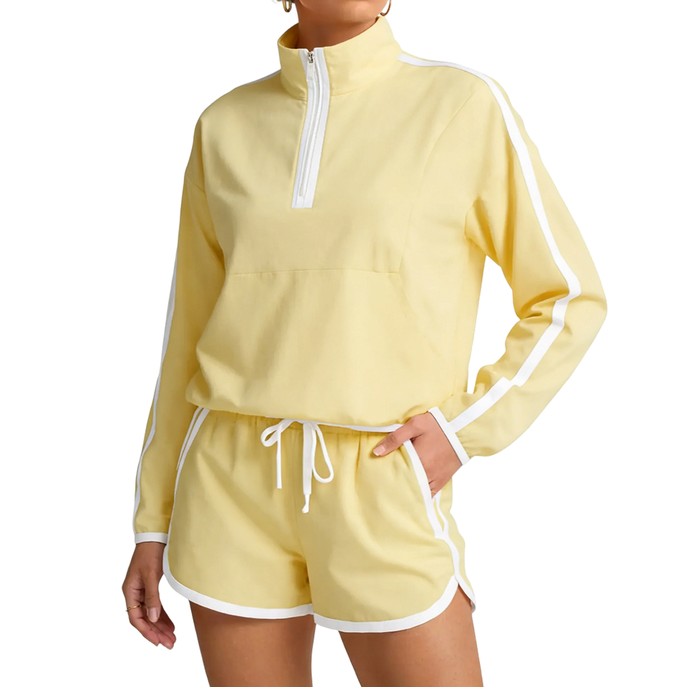 Long Sleeve Pullover & Shorts Casual Outfit