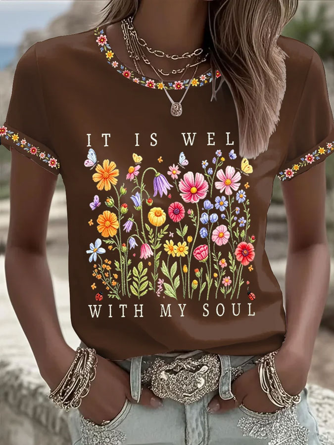 Women's Faith Print Casual T-shirt