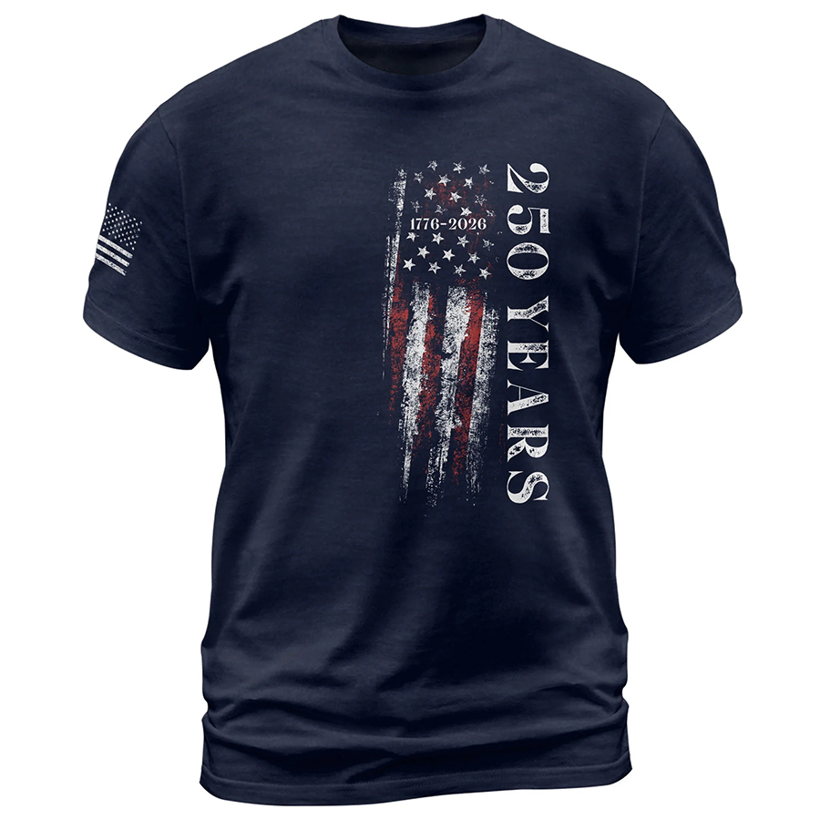 250 Years Vertical Flag T-Shirt – Vintage USA Independence 1776–2026