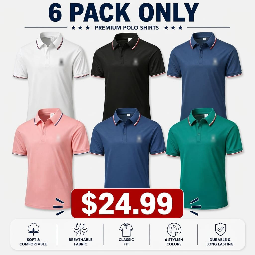 Men’s Casual Short-Sleeve Polo Shirt Set