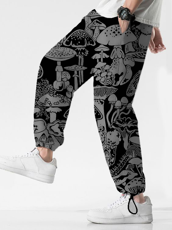Men's Mushroom Species Drawing Pattern Print Casual Sweatpants