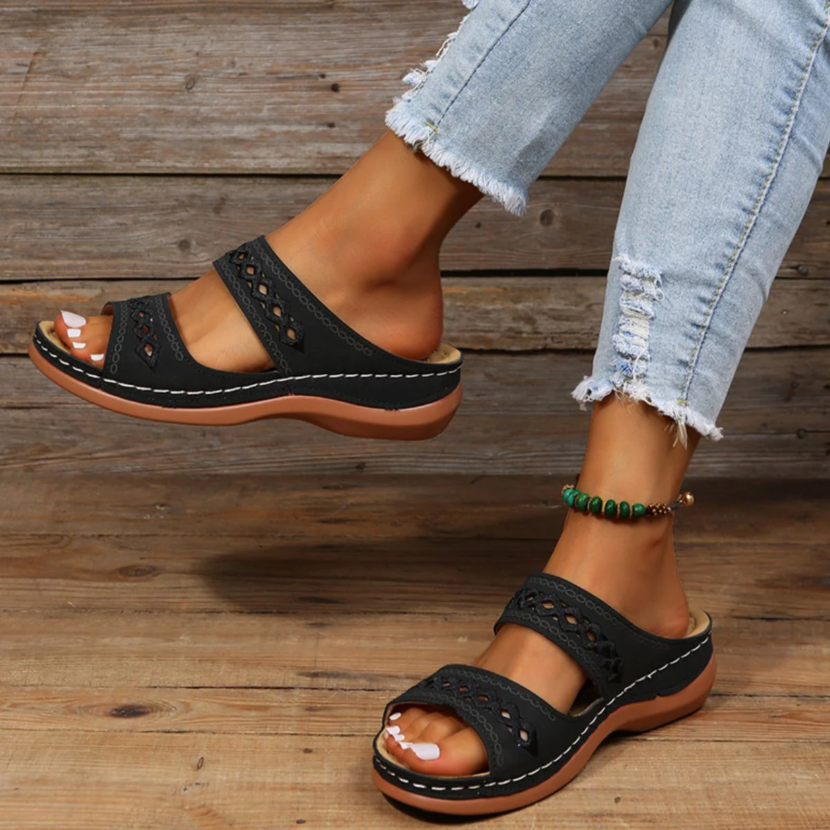 Open Toe Flats Sandals (multiple color options)