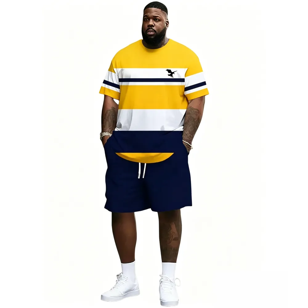 Men's Summer 2-Piece Set – Ultra-Breathable 3D Print Tee & Shorts, All-Day Comfort