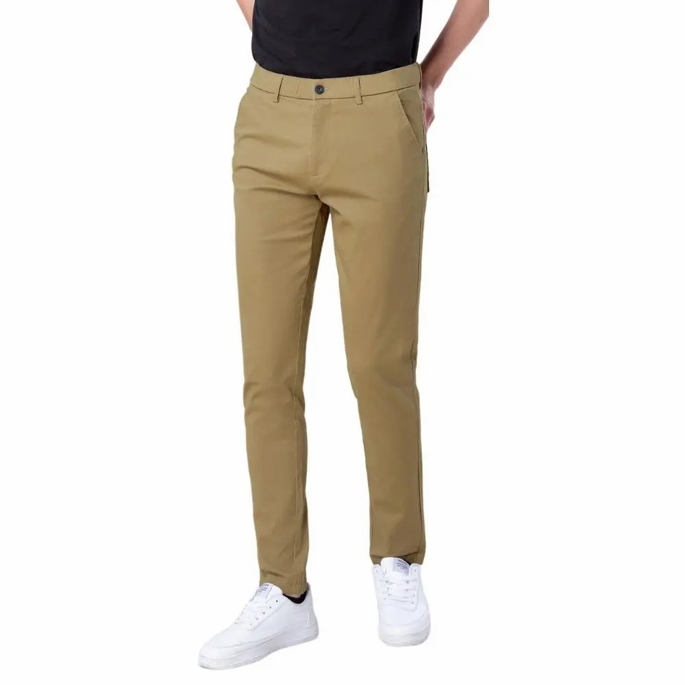 Men's Skinny Fit Khaki Pants – Tapered Casual Trousers with Stretch