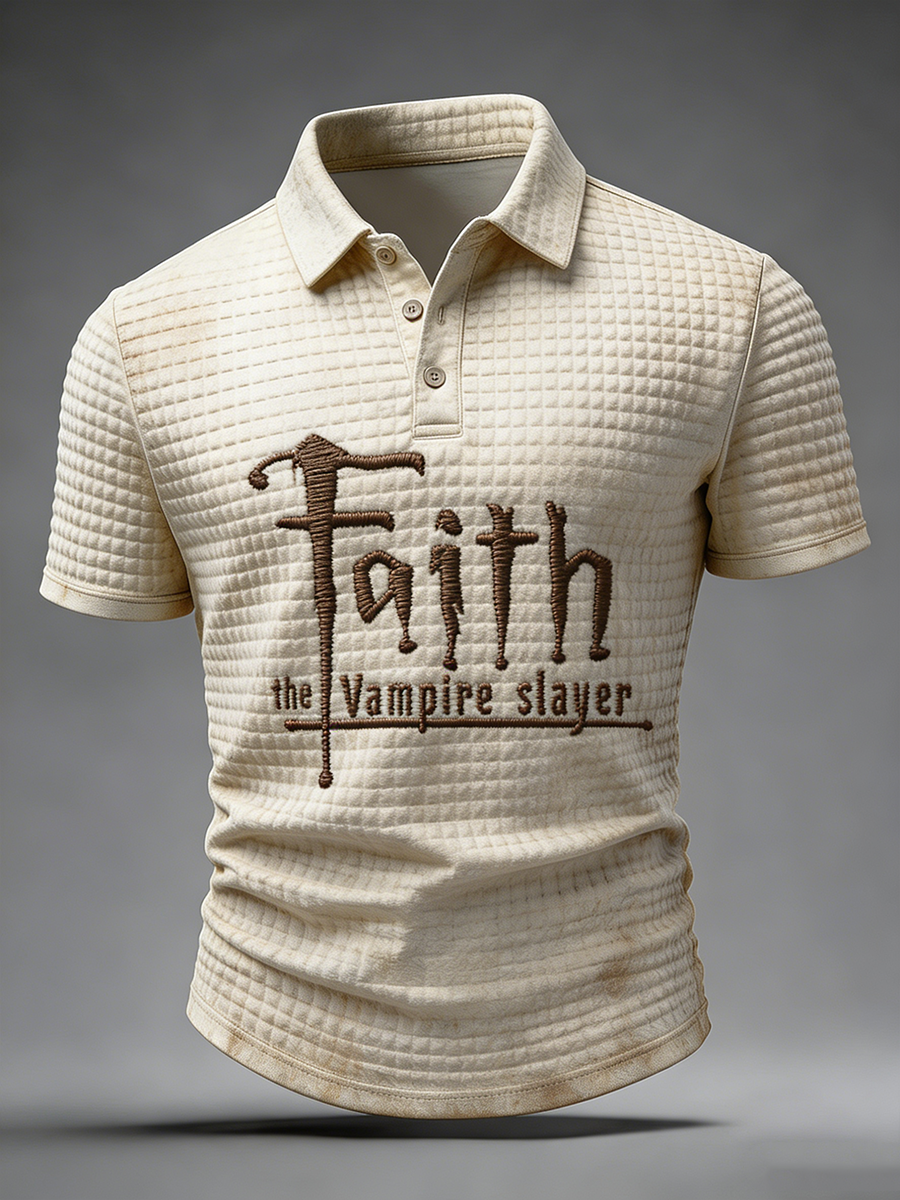 Faith The Vampire Slayer Vintage Waffle Knit Polo Shirt