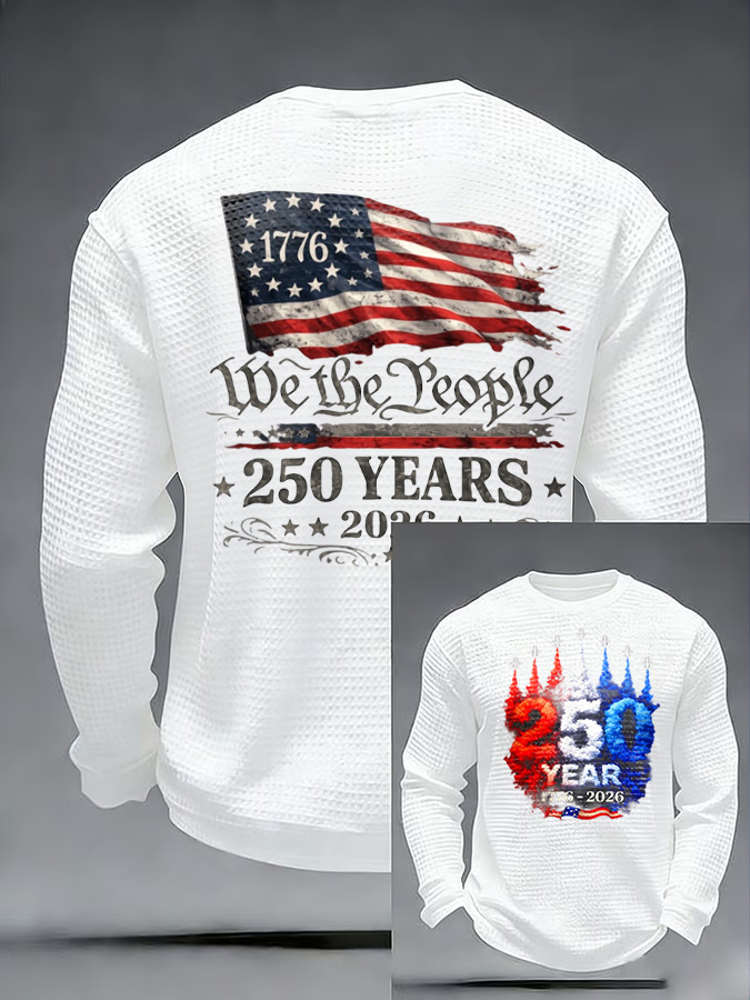 Unisex 250Th Anniversary Celebration Waffle Round Neck Long Sleeve T-Shirt