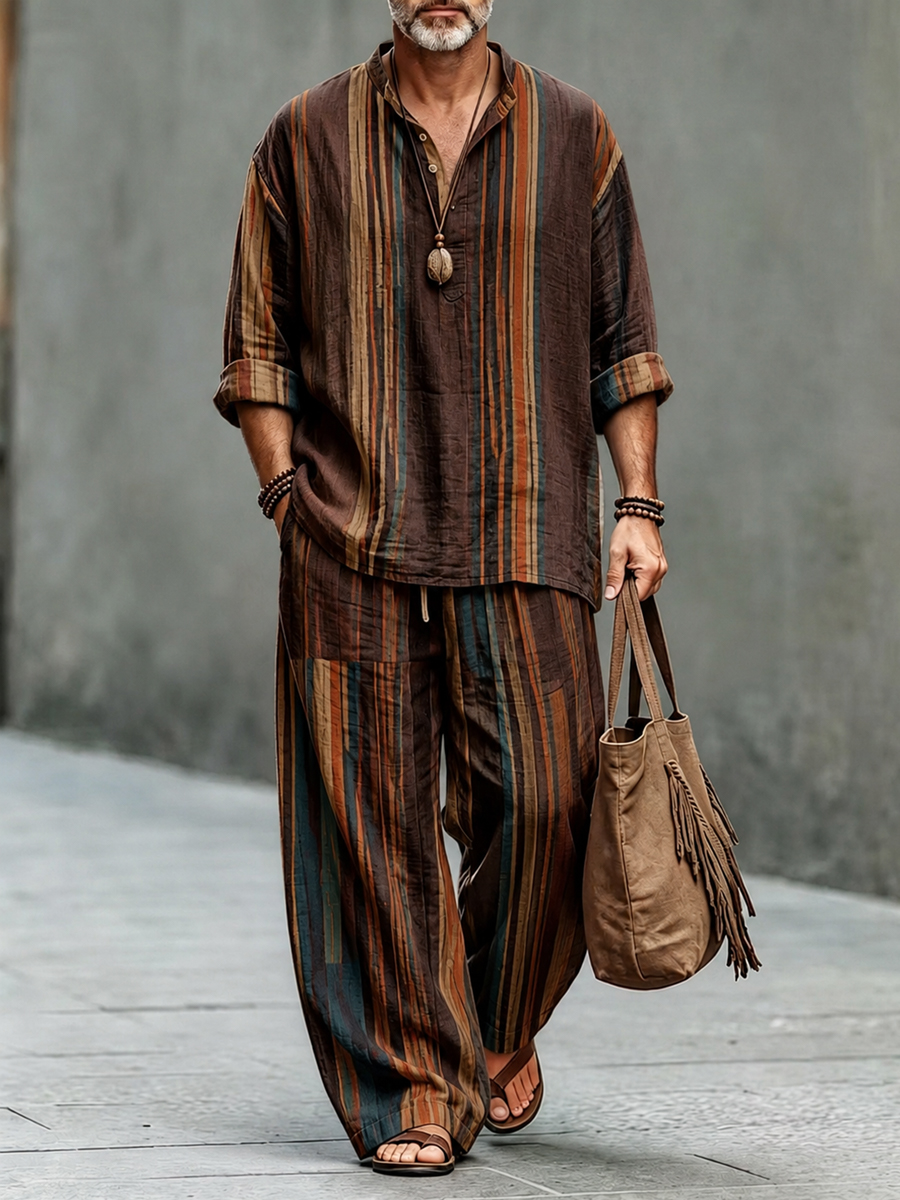 Men's Abstract Art Print Casual Set