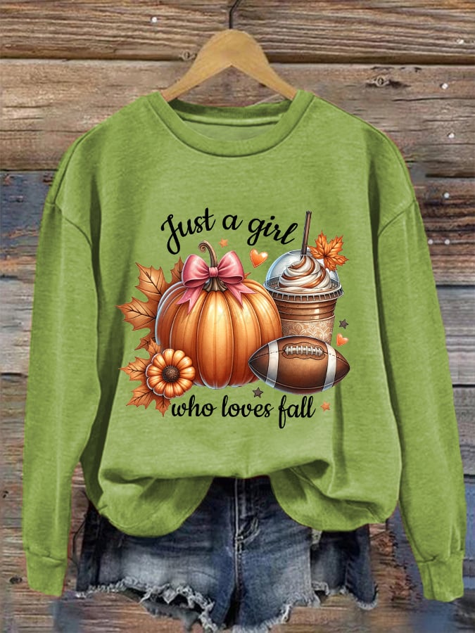 Women's Just A Girl Who Loves Fall Print Sweatshirt