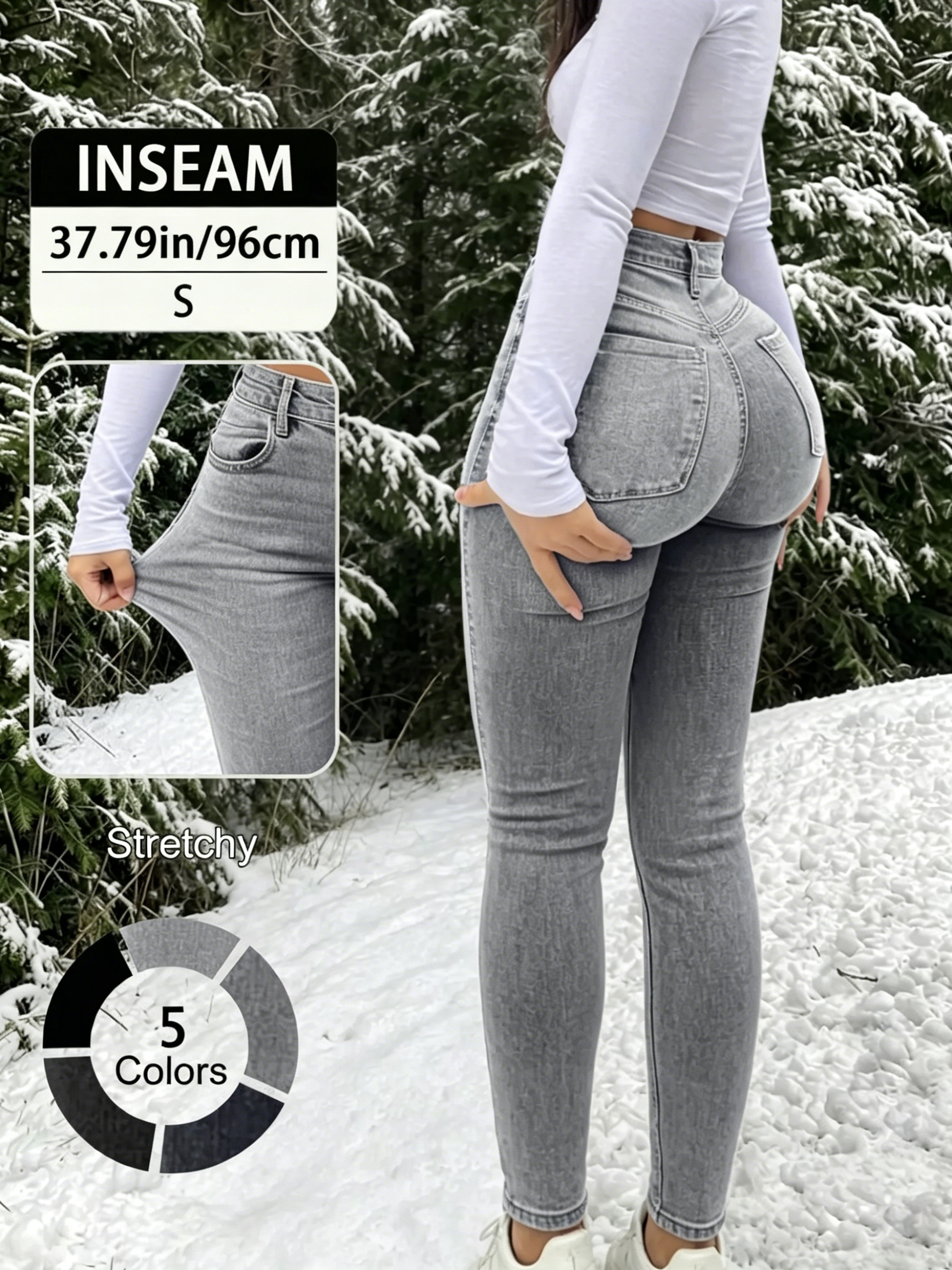 Elegant High Waist Long Skinny Denim Jeans for Women