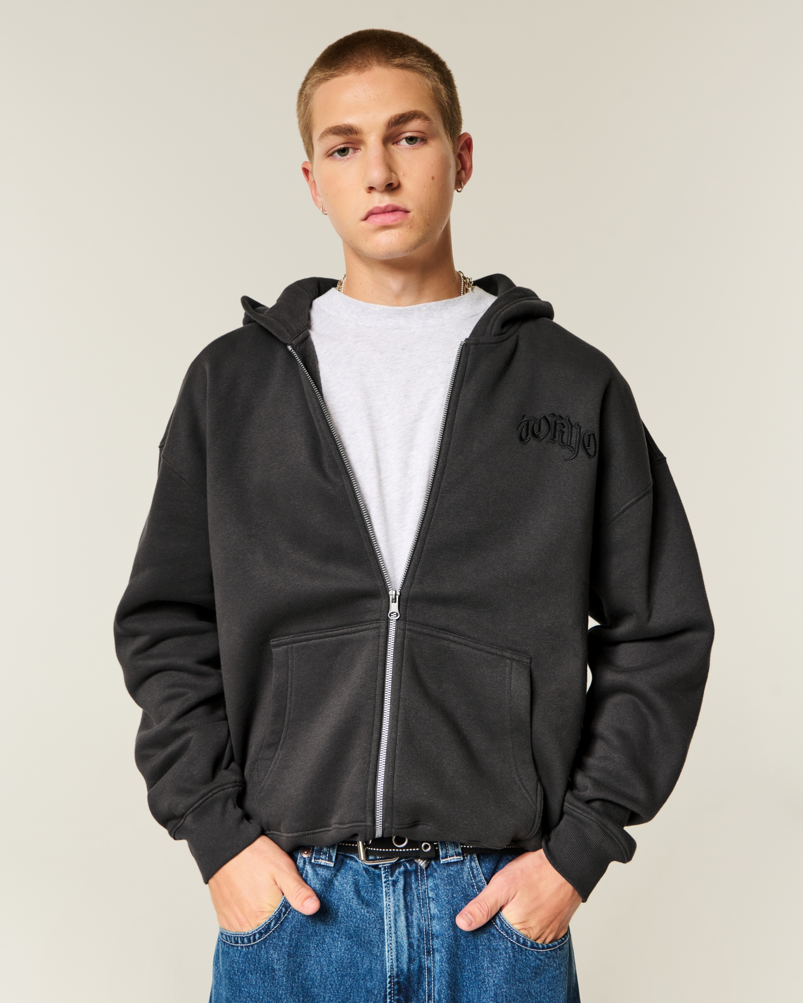 Boxy Zip-Up Hoodie