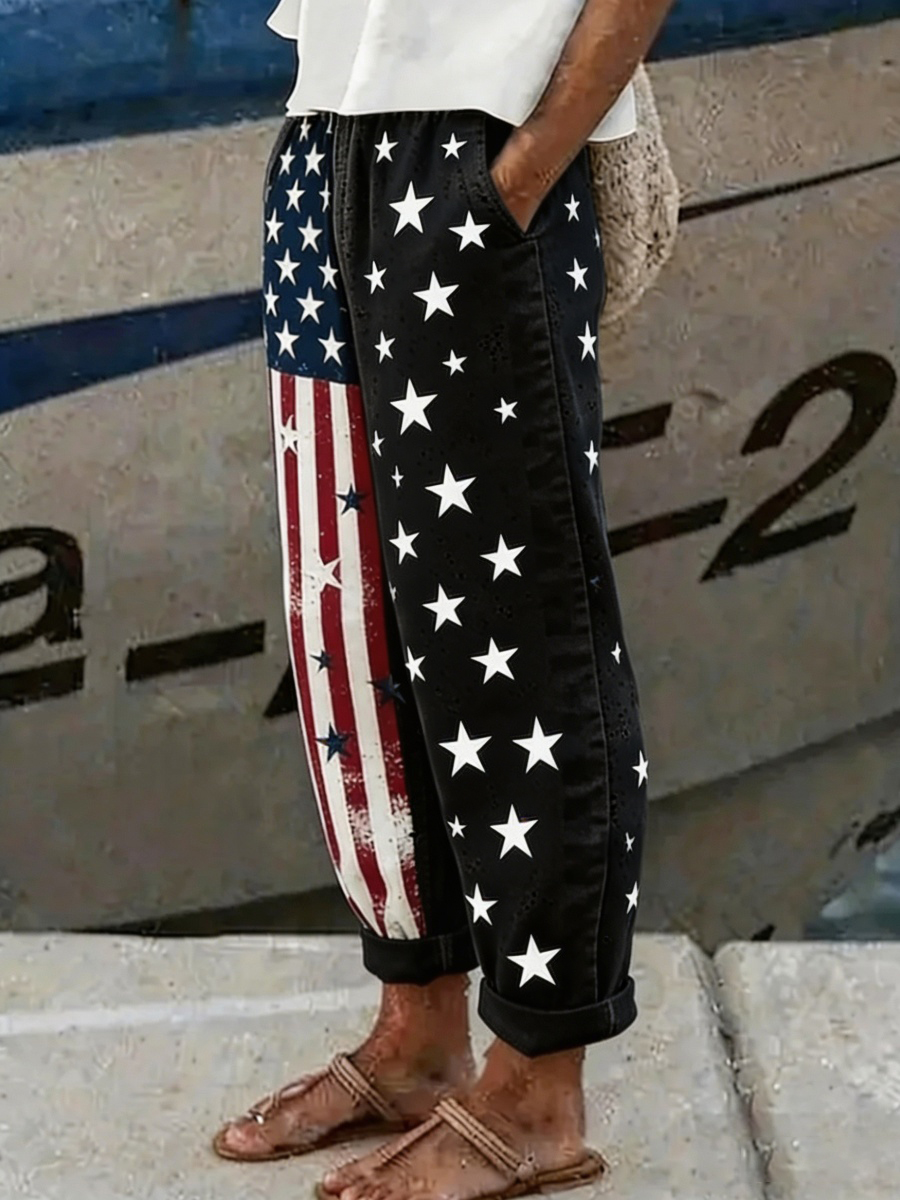 Women Striped Long Pants Vintage Spring/Fall Trousers