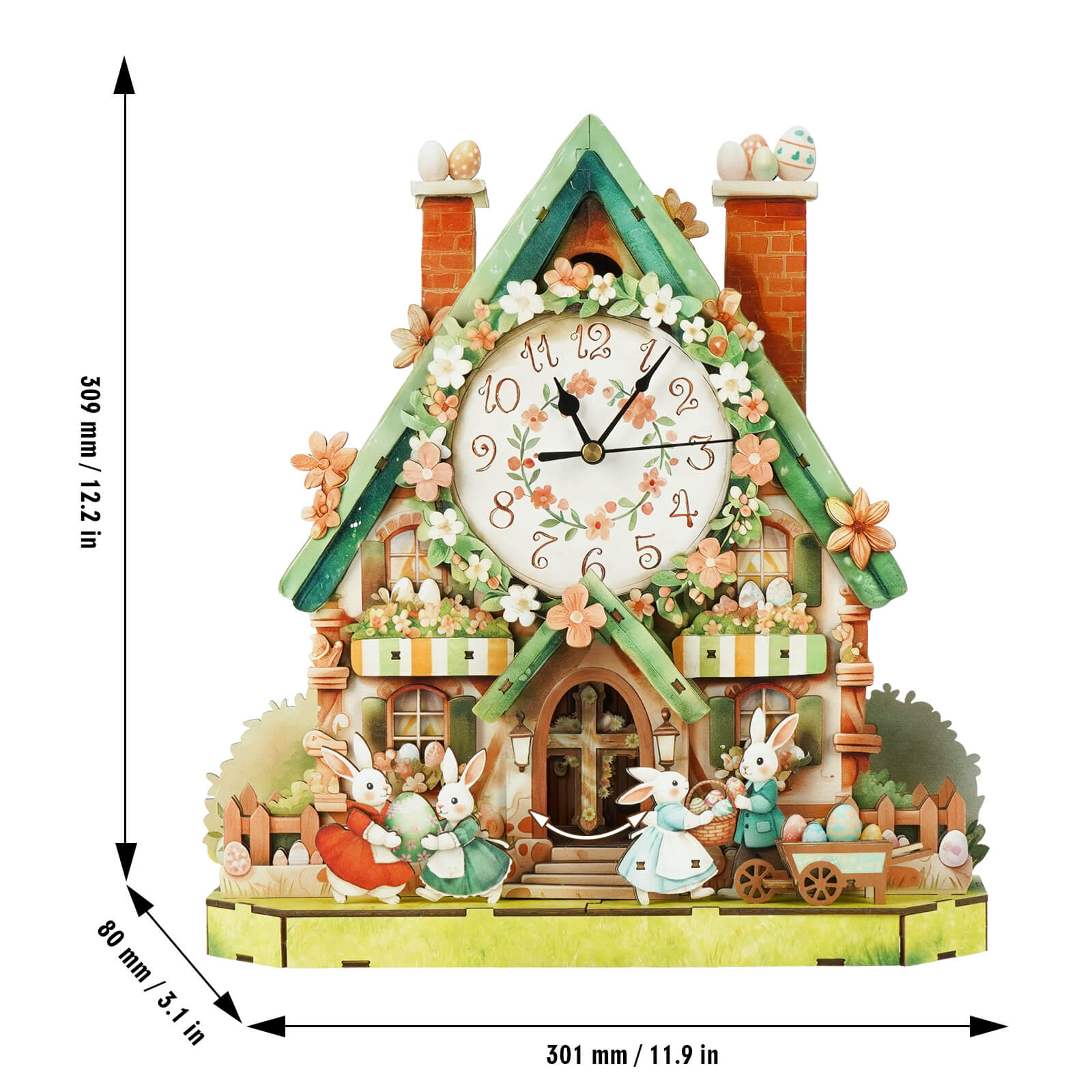 Easter Egg HutDIY Wooden Clock, 3D Puzzle Craft Kit