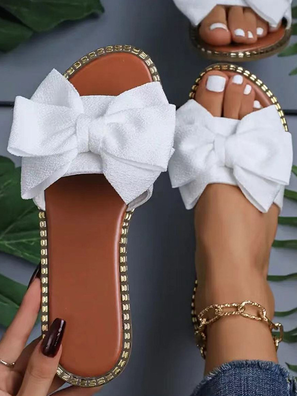 Bowknot Open Toe Split-Joint Slippers