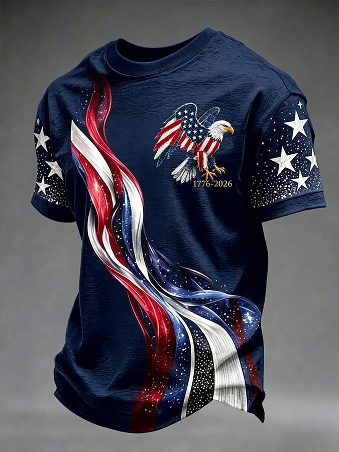 Men's America's 250th Anniversary American Flag Printed Casual T-Shirt