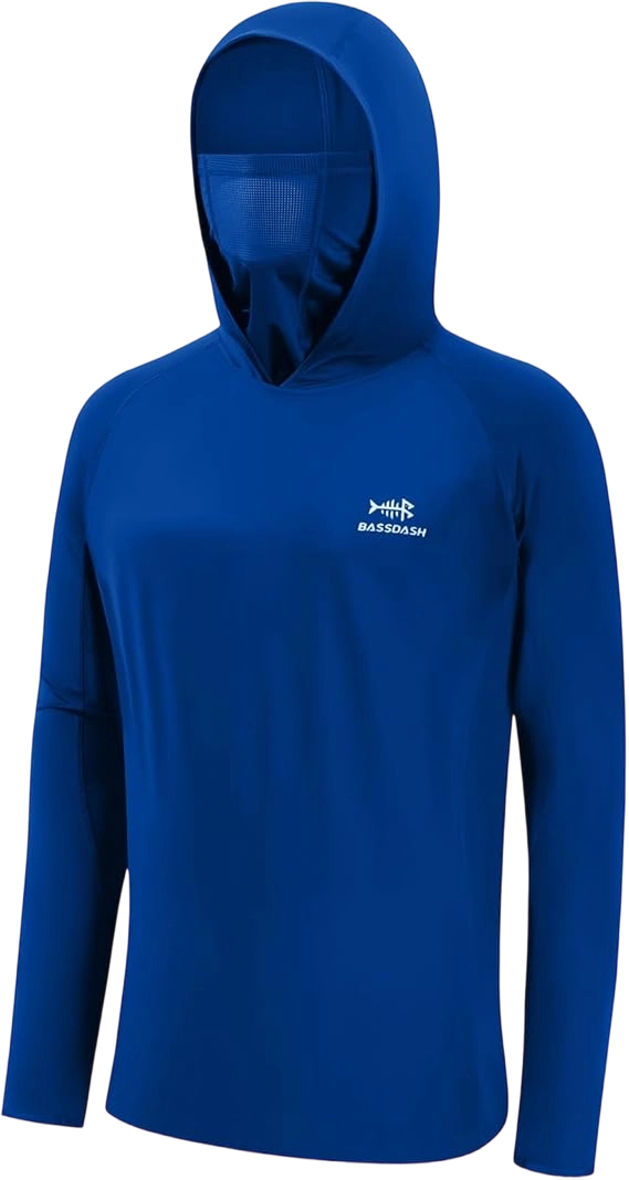 ☀️☀️UPF 50+ Men’s Long Sleeve Fishing Shirt with Mask UV Neck Gaiter Hoodie