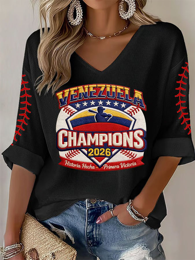 Women's 2026 Venezuela WBC Champion Celebration Printed Casual T-Shirt