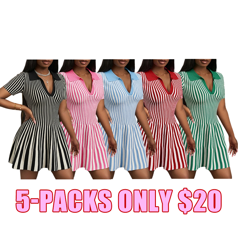 Elegant Pleated Knit Mini Dress