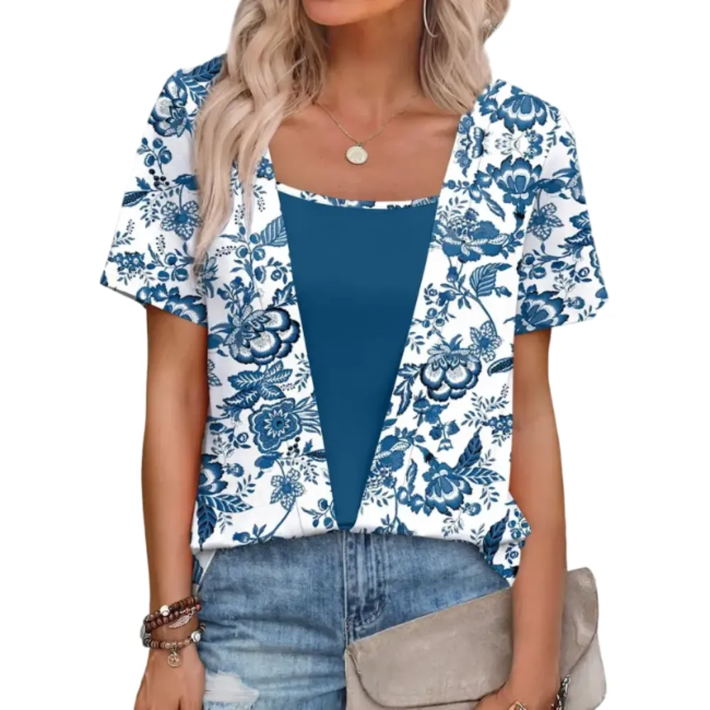 🔥8-PACK $24 - Women's 2-in-1 Short Sleeve Summer Casual Blouse