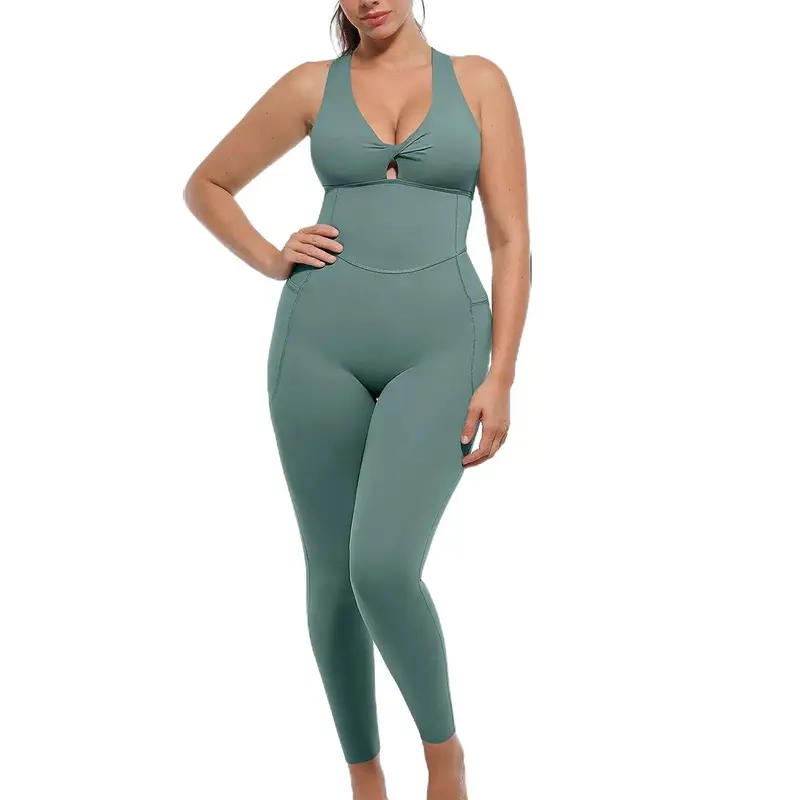 Deep V Shapewear with Chest Support Breathable High-Waisted Tummy Control Jumpsuit