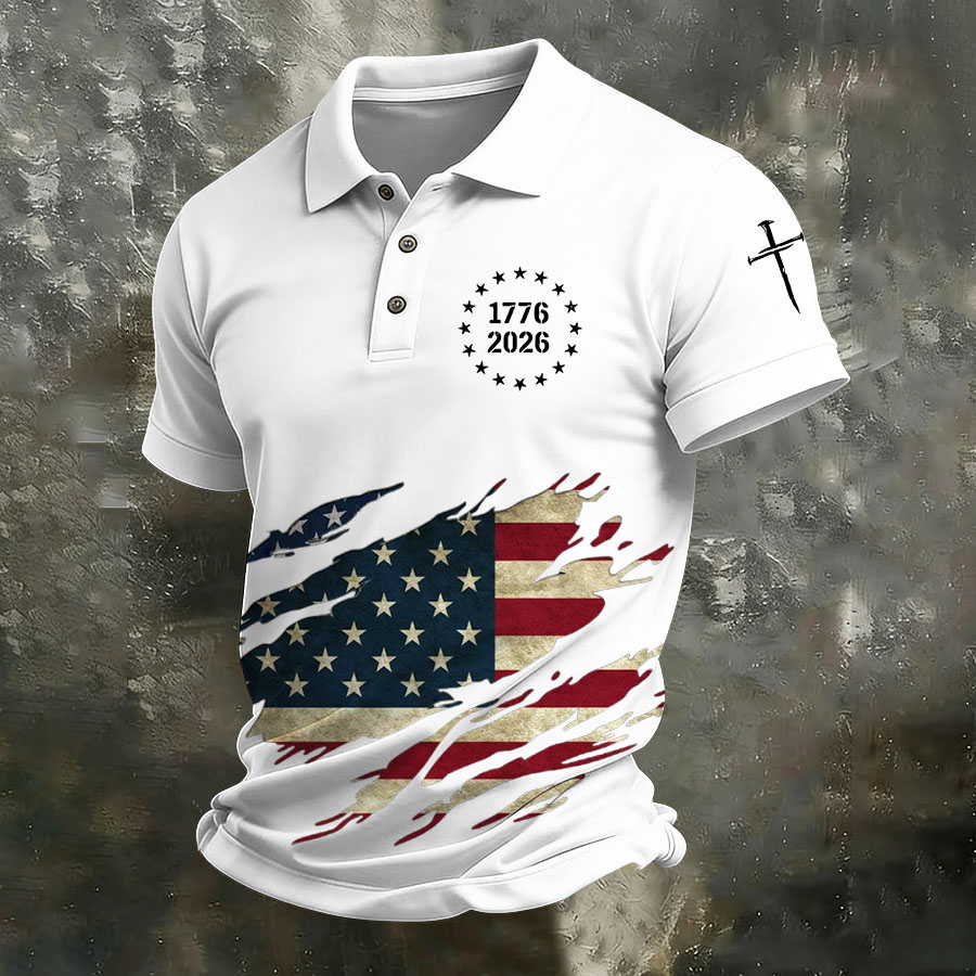Men's 250th Anniversary Printed Casual Polo Shirt