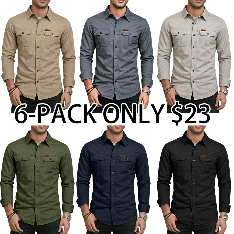 Men's Long Sleeve Workwear Shirt - Outdoor Casual Versatile Top