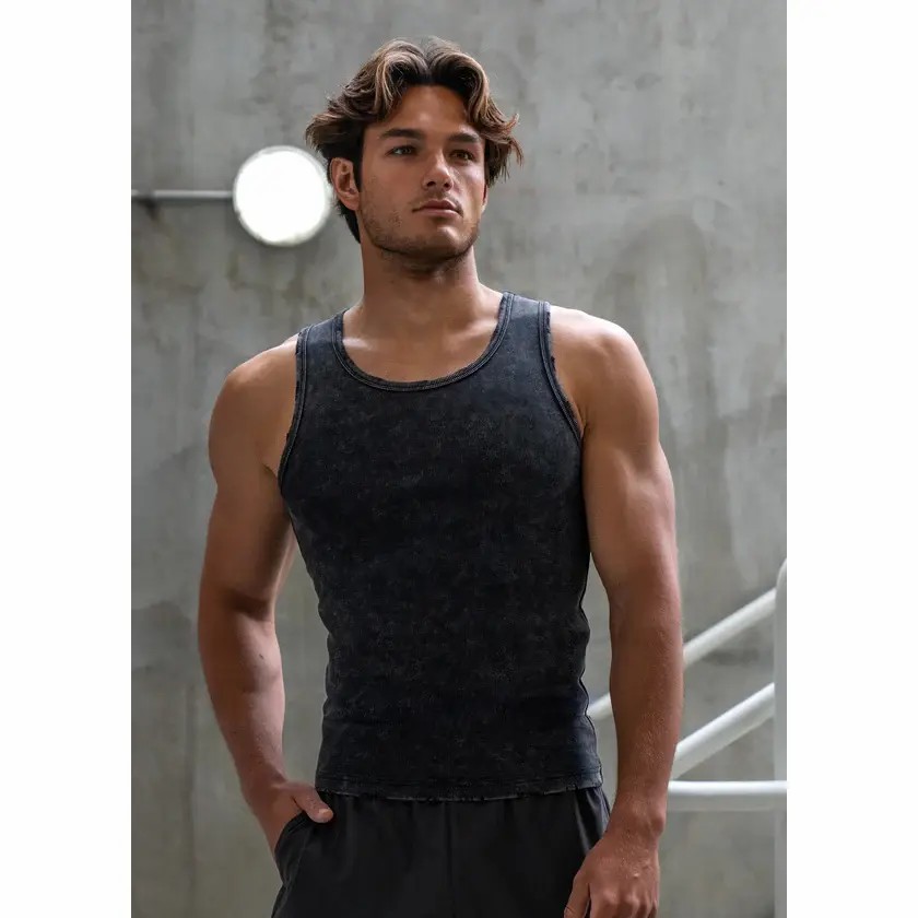 Premium Ultra-Soft Distressed Fitted Tank Top – Vintage Cotton Stretch