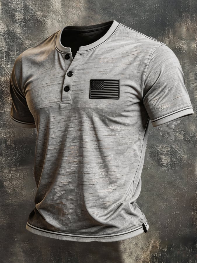 Men's Retro Comfortable Breathable Bamboo Cotton Patriot T-shirt