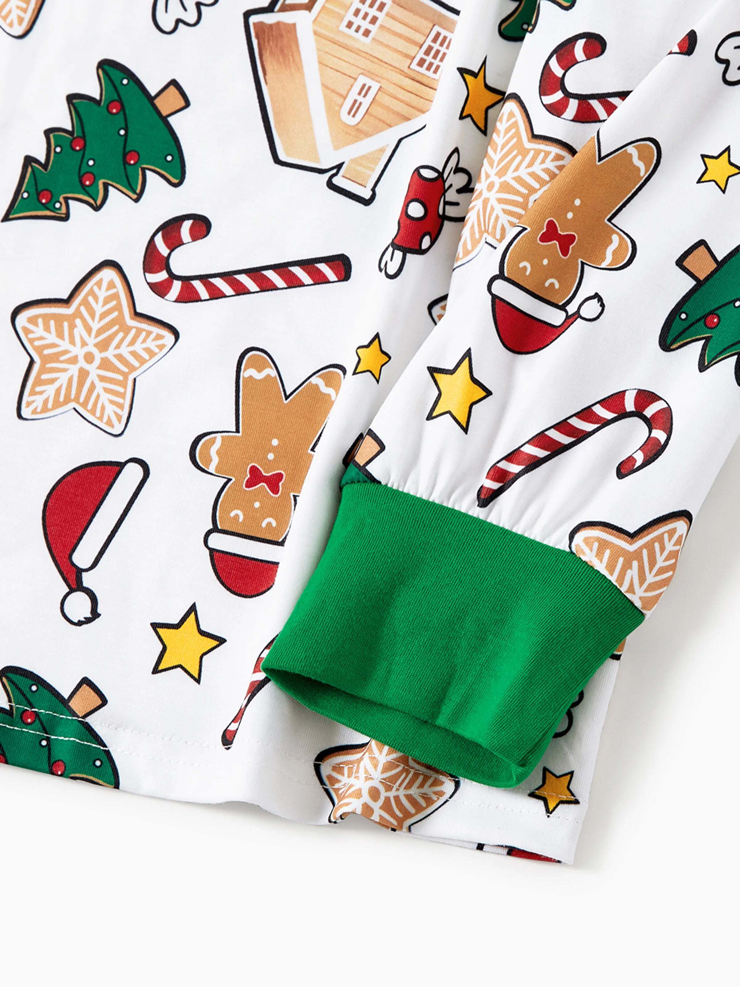 Gingerbread House Pajamas Matching Family Green Christmas PJs Sets with Christmas Socks Multi-color