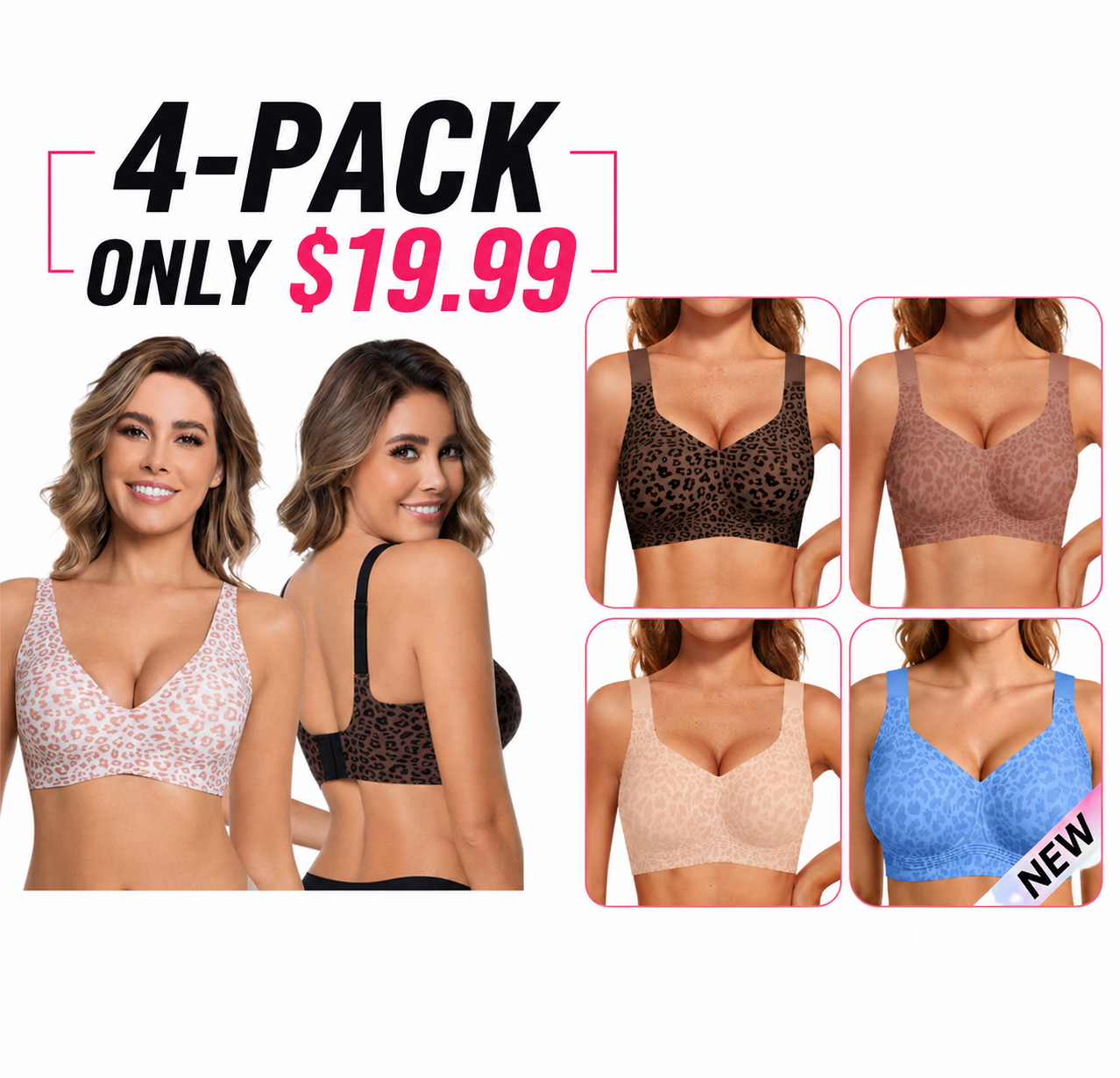 Women’s Wireless Push-Up Deep V Seamless Comfort Bra