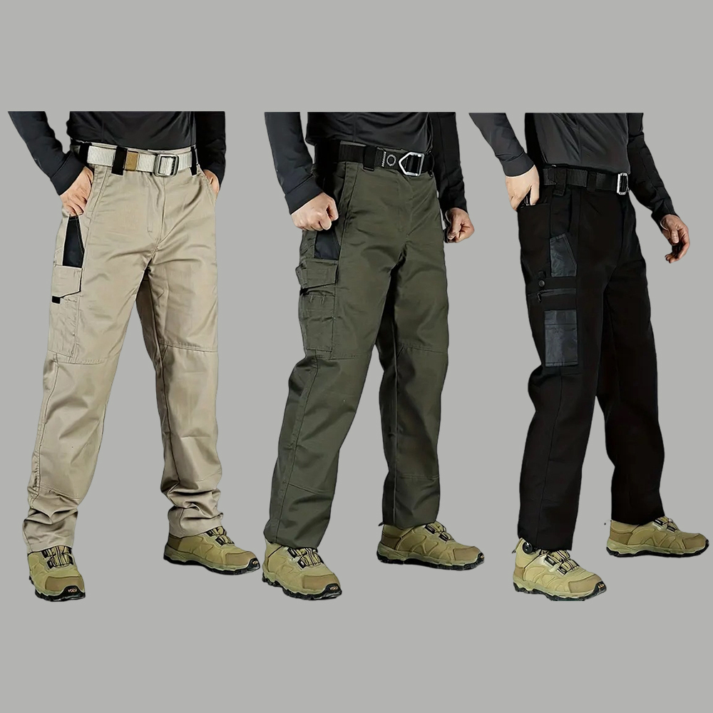 Men's Solid Color Tactical Work Pants,230g/m² new fabric，with Multiple Pockets and Zipper Closures
