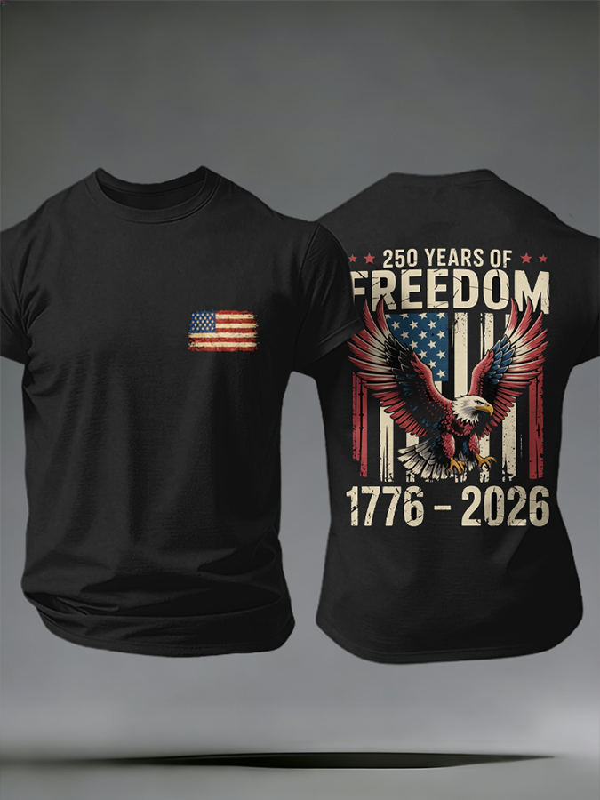 Men'S Casual American Founding Celebration Personalized Printed Round Neck T-Shirt