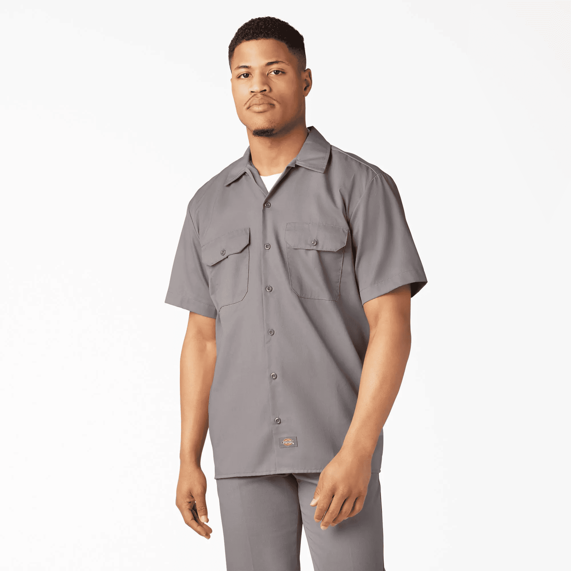 Short Sleeve Work Shirt, Classic Fit Work Wear, Fitted Style, Collared Neck, Secure Chest Pockets