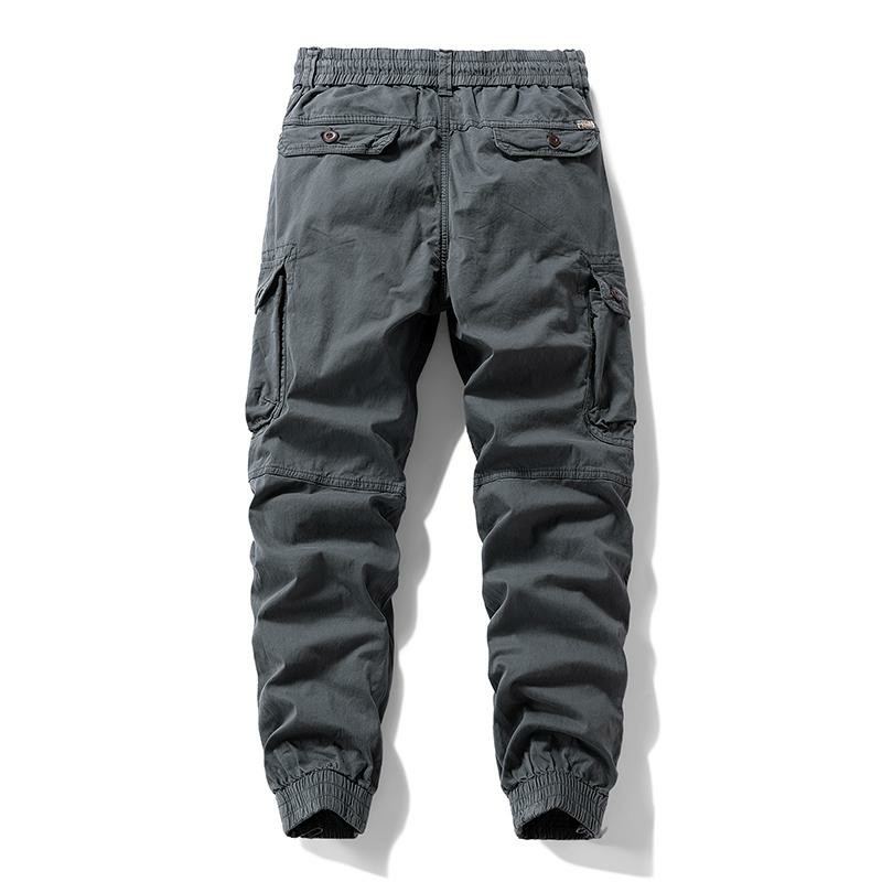 Men's Drawstring Cuff Cargo Pants – Multiple Pockets, Retro Outdoor Casual Style