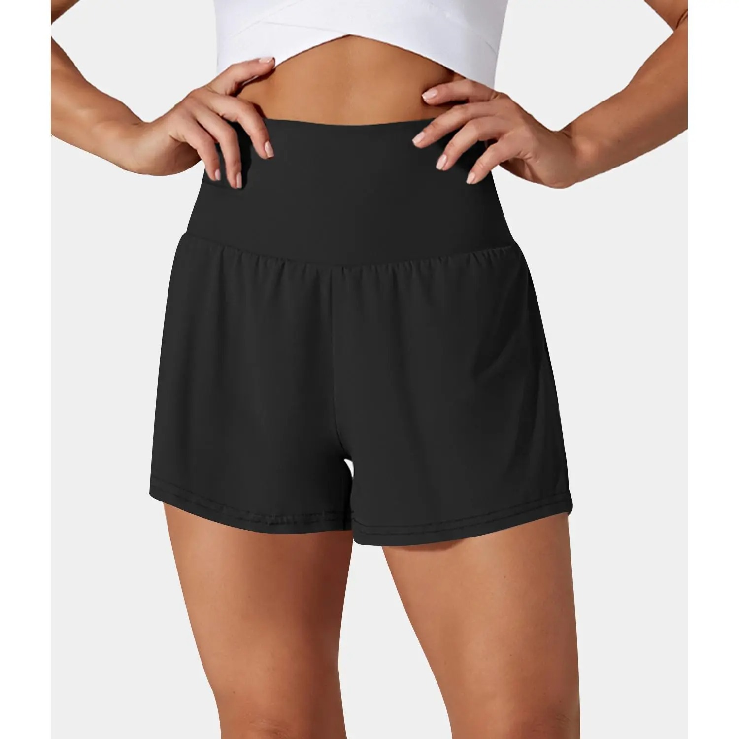 Women’s 2-in-1 Super High Waisted Yoga Shorts with Multi Pockets