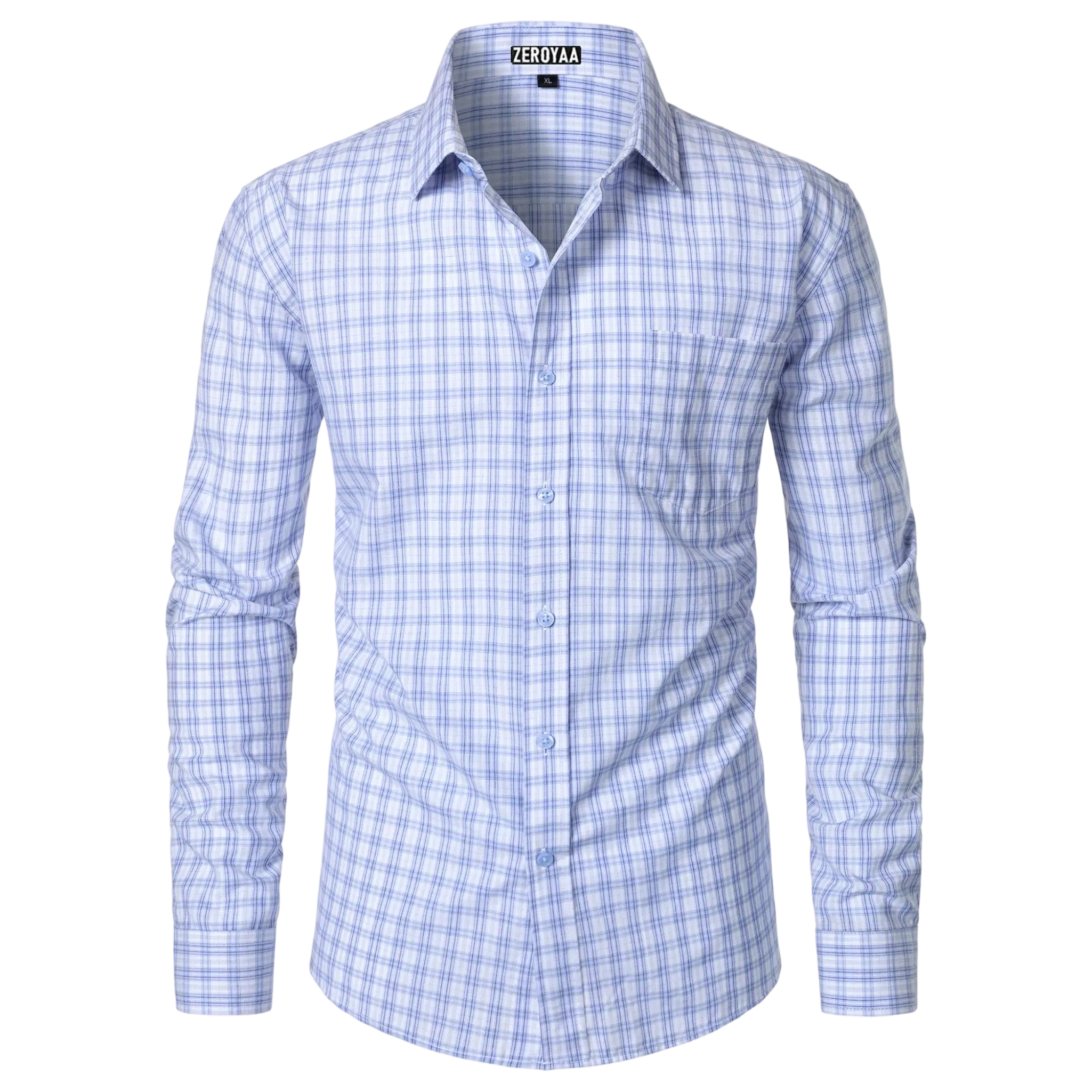Men's Plaid Long Sleeve Dress Shirt Formal Gingham Slim Fit Button Down Shirts with Lightweight Casual Classic Birthday Fashion