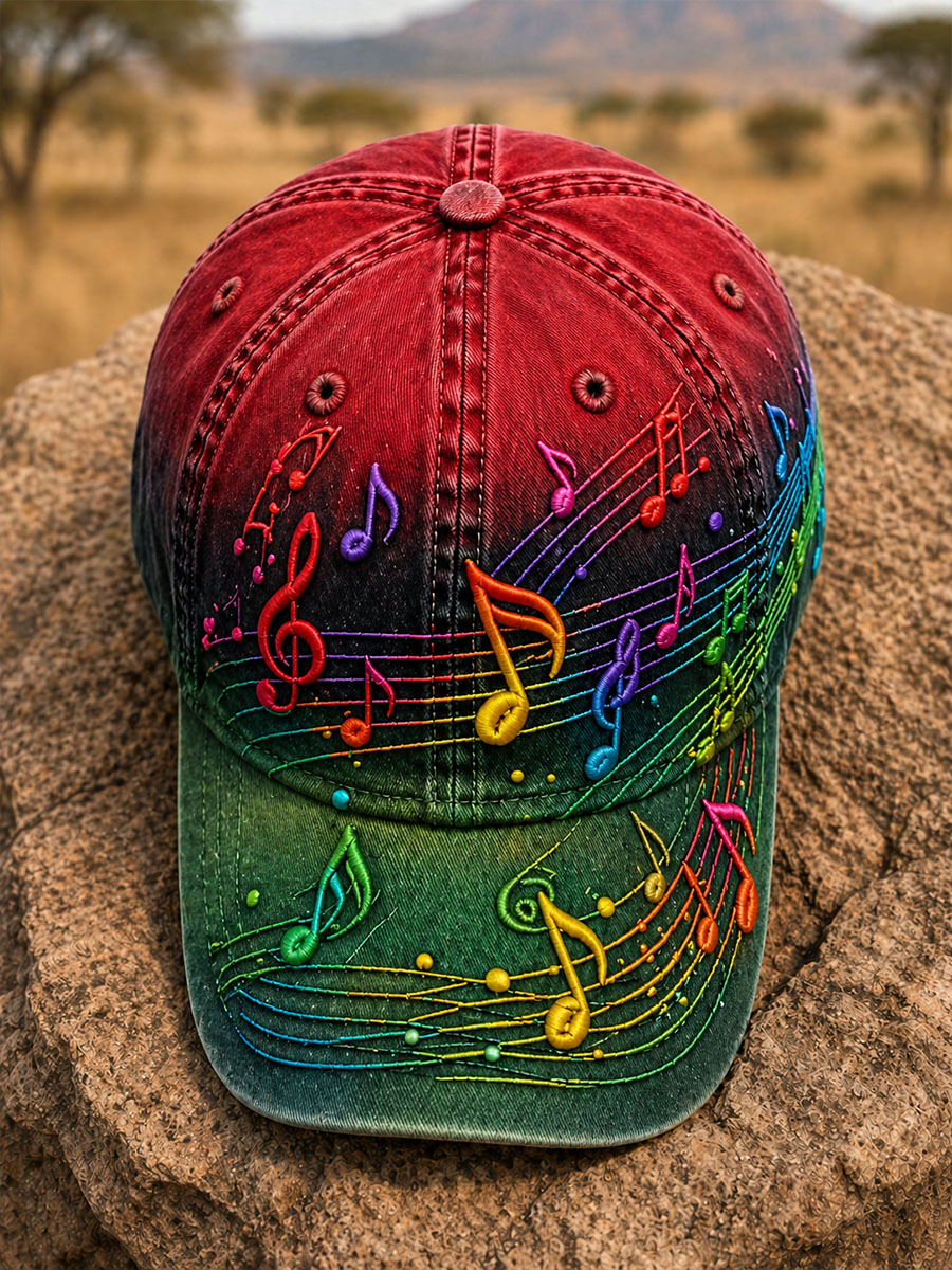 Rainbow Gradient Music Baseball Cap