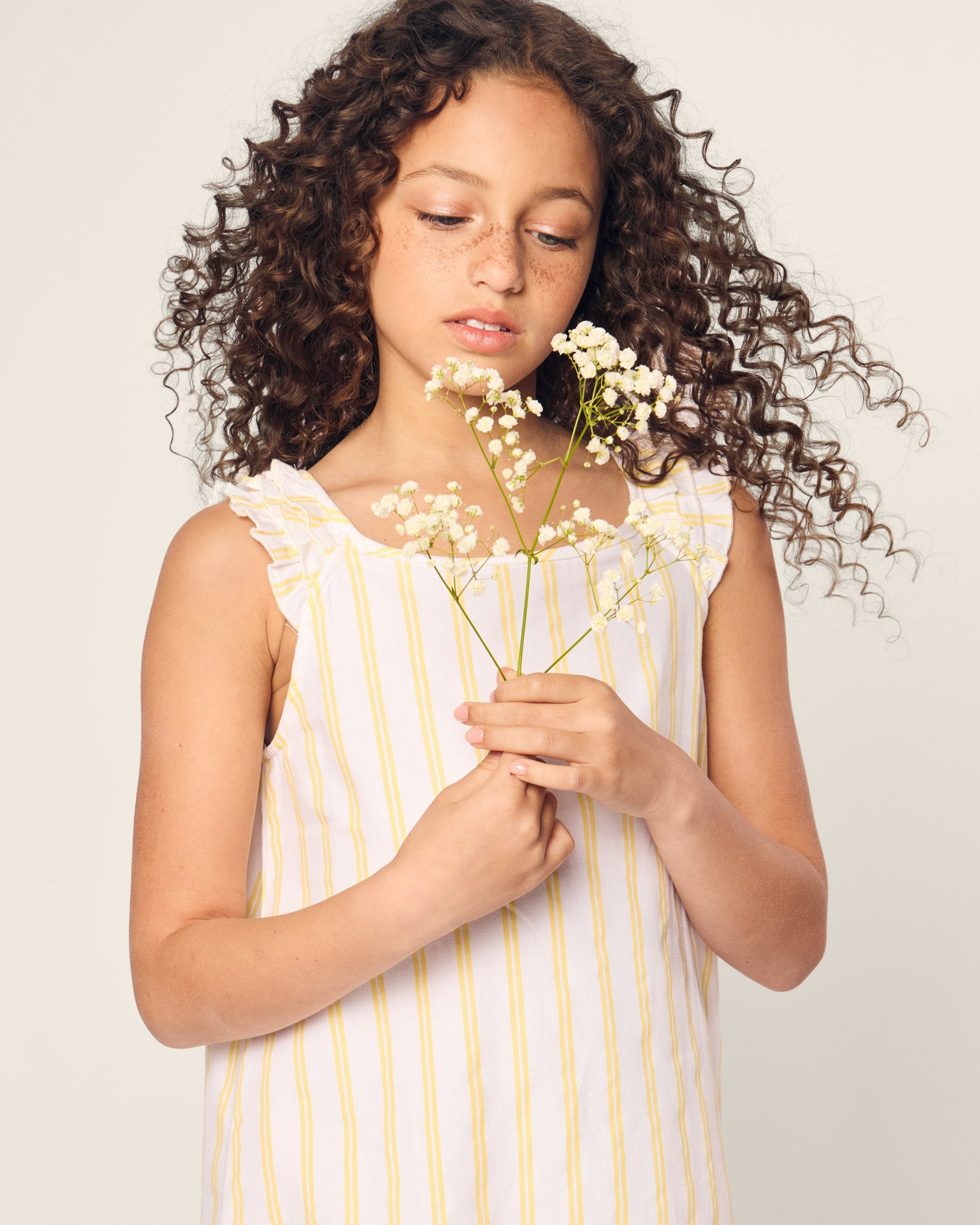 Girl's Twill Amelie Nightgown in Sunny Stripe
